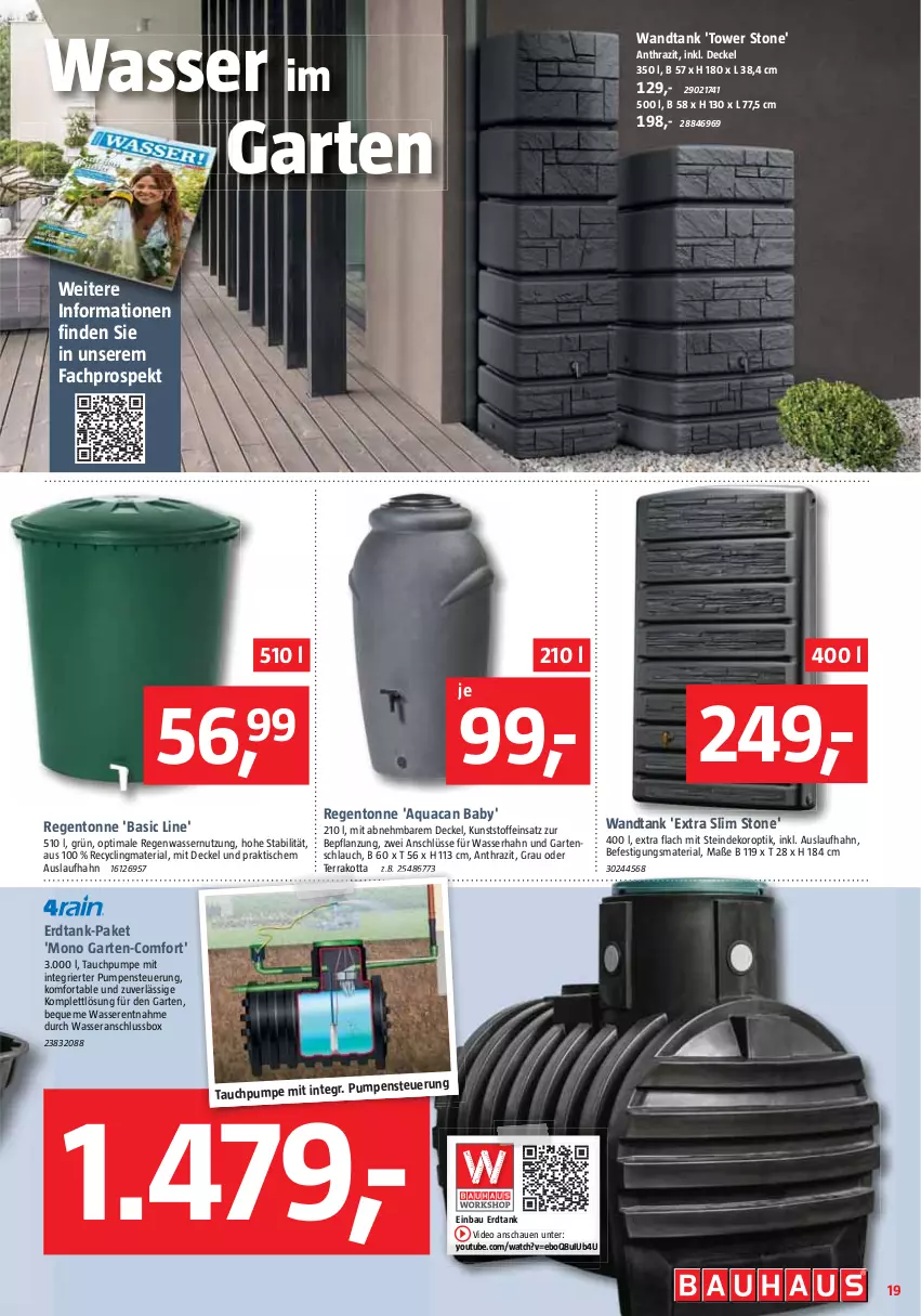 Aktueller Prospekt Bauhaus - Prospekte - von 02.03 bis 30.03.2024 - strona 19 - produkty: aqua, Bau, Clin, decke, Deckel, deo, Garten, gartenschlauch, HP, recyclingmaterial, Ria, schlauch, Ti, tisch, wasser, Yo