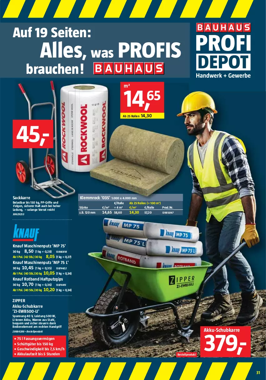 Aktueller Prospekt Bauhaus - Prospekte - von 02.03 bis 30.03.2024 - strona 31 - produkty: akku, eis, felgen, knauf, LG, Rauch, sac, Wanne, zipper