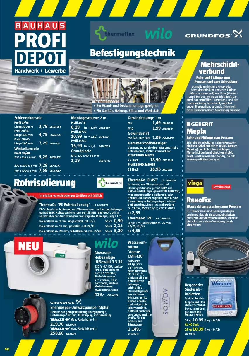 Aktueller Prospekt Bauhaus - Prospekte - von 02.03 bis 30.03.2024 - strona 40 - produkty: auer, Bau, decke, dell, eier, eis, Elektro, elle, Haushaltsgeräte, lamm, latte, Mode, nuss, reis, sac, salz, schlauch, schrauben, tablet, tablett, Tablette, Ti, wasser, wasserenthärter