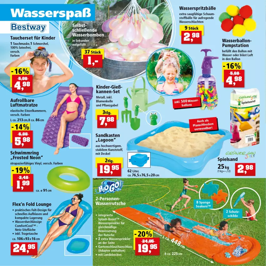 Aktueller Prospekt Thomas Philipps - Prospektwerbung - von 30.05 bis 04.06.2022 - strona 12 - produkty: asti, ball, bestway, blume, blumen, decke, Deckel, elle, gabel, Kinder, LG, luftmatratze, Maske, matratze, ndk, planschbecken, ring, rwe, Sandkasten, schwimmring, spielsand, Tasche, Ti, tisch, tragetasche, wasser, Wasserball