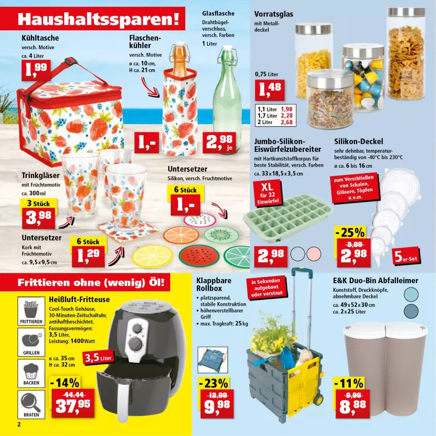 Aktueller Prospekt Thomas Philipps - Prospektwerbung - von 30.05 bis 04.06.2022 - strona 2 - produkty: Abfalleimer, Bau, decke, Deckel, eimer, eis, eiswürfel, flasche, fritteuse, frucht, früchte, glasflasche, jumbo, kraft, kühltasche, leimer, Schal, Schale, Tasche, Ti, Tiere, uhr, Untersetzer, würfel