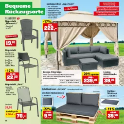 Gazetka promocyjna Thomas Philipps - Prospektwerbung - Gazetka - ważna od 04.06 do 04.06.2022 - strona 10 - produkty: abdeckhaube, Cap, eis, ente, Garten, kissen, LG, Palette, Palettenkissen, pavillon, reis, Rückenkissen, Sitzhöhe, sitzkissen, stapelstuhl, stuhl, Ti, tisch, vorteilspreis, wasser, Yo