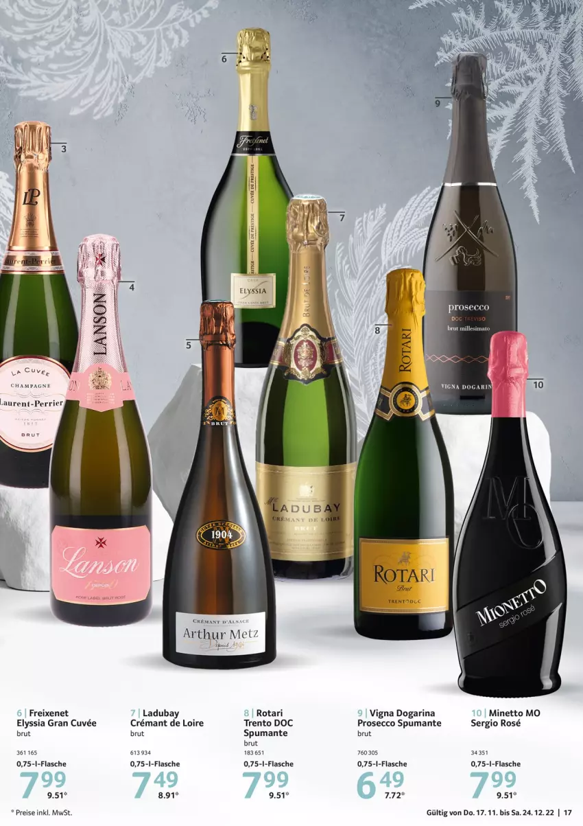 Aktueller Prospekt Selgros - Wein - von 17.11 bis 24.12.2022 - strona 17 - produkty: brut, champagne, ecco, eis, flasche, freixenet, prosecco, puma, reis, sim, spumante, Ti