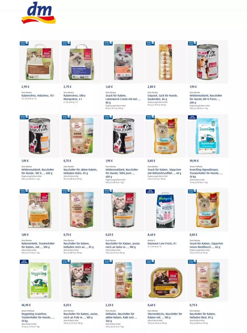 Aktueller Prospekt Dm Drogerie - Prospekte - von 17.02 bis 23.02.2022 - strona 10 - produkty: alleinfuttermittel, bio, brustfilet, creme, eis, filet, fleisch, Holz, hühner, Katzenstreu, klumpstreu, küche, leberwurst, nassfutter, natur, pute, rind, rindfleisch, sac, snack, Ti, trockenfutter, veggie, wurst