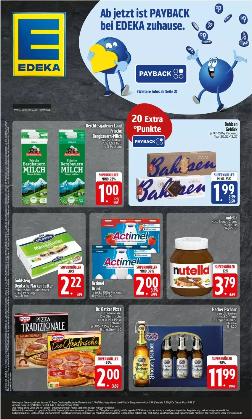 Aktueller Prospekt Edeka - Prospekte - von 27.01 bis 01.02.2025 - strona 1 - produkty: auer, Bau, Bauer, creme, deka, Dr. Oetker, drink, LG, milch, nuss, nuss-nugat-creme, nutella, pizza, Streichzart, Ti, tradizionale