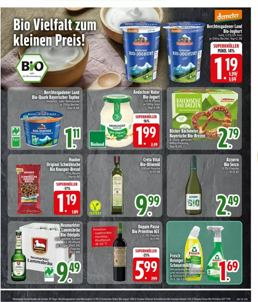 Aktueller Prospekt Edeka - Prospekte - von 27.01 bis 01.02.2025 - strona 21 - produkty: andechser natur, Becher, bio, Brei, brezel, creta vital, doppio passo, ecco, eier, eis, flasche, gin, Heu, huober, jogurt, lamm, natur, passo, primitivo, quark, reis, Ti, topf, Topfen, vita, ZTE