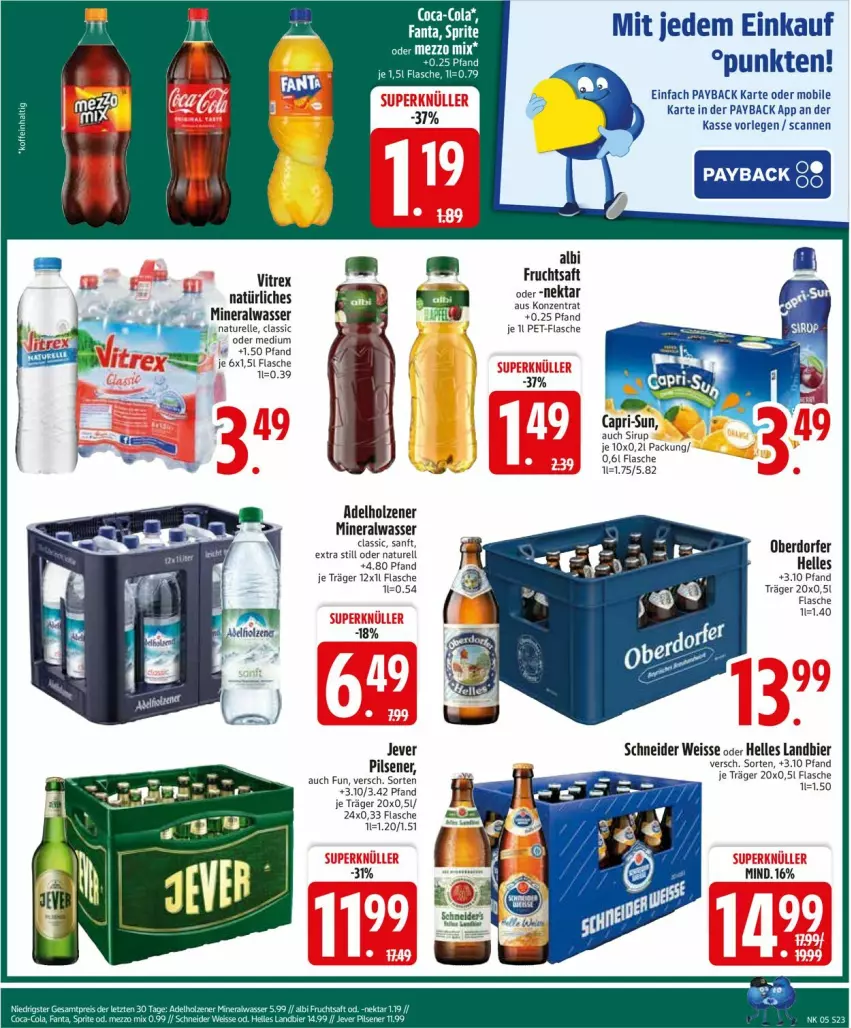 Aktueller Prospekt Edeka - Prospekte - von 27.01 bis 01.02.2025 - strona 25 - produkty: adelholzener, Alwa, bier, Cap, capri-sun, eis, elle, flasche, frucht, fruchtsaft, Holz, jever, jever pilsener, mineralwasser, Mineralwasser Classic, natur, natürliches mineralwasser, Nektar, payback, pet-flasche, pils, pilsener, rel, saft, sirup, Ti, vitrex, wasser