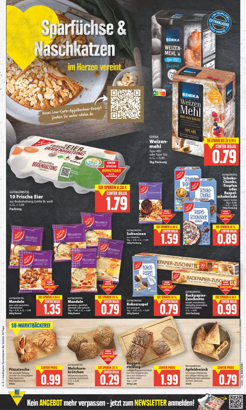 Aktueller Prospekt Edeka - Angebote der Woche - von 09.10 bis 14.10.2023 - strona 10 - produkty: apfel, blätterteig, brötchen, deka, eier, eis, elle, ente, Käse, korn, LG, mac, mandel, mandeln, mehl, natur, papier, pizza, reis, rezept, rwe, saft, schoko, stifte, Tasche, tee, Ti, tuc, uhr, ZTE