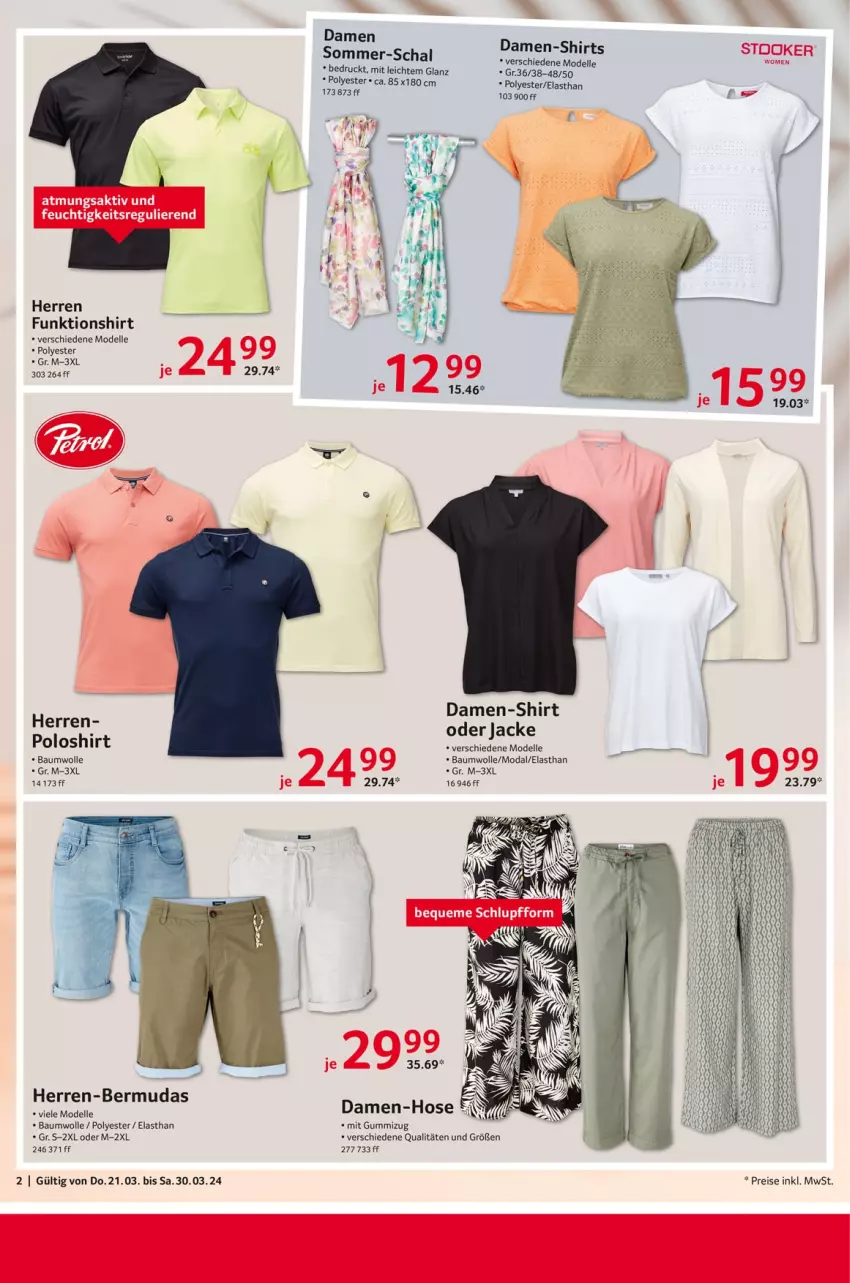 Aktueller Prospekt Selgros - Non Food - von 21.03 bis 30.03.2024 - strona 2 - produkty: Bau, baumwolle, bermuda, bermudas, damen-shirt, dell, eis, elle, herren-bermuda, Jacke, Mode, reis, Schal, shirt, shirts, Ti, wolle