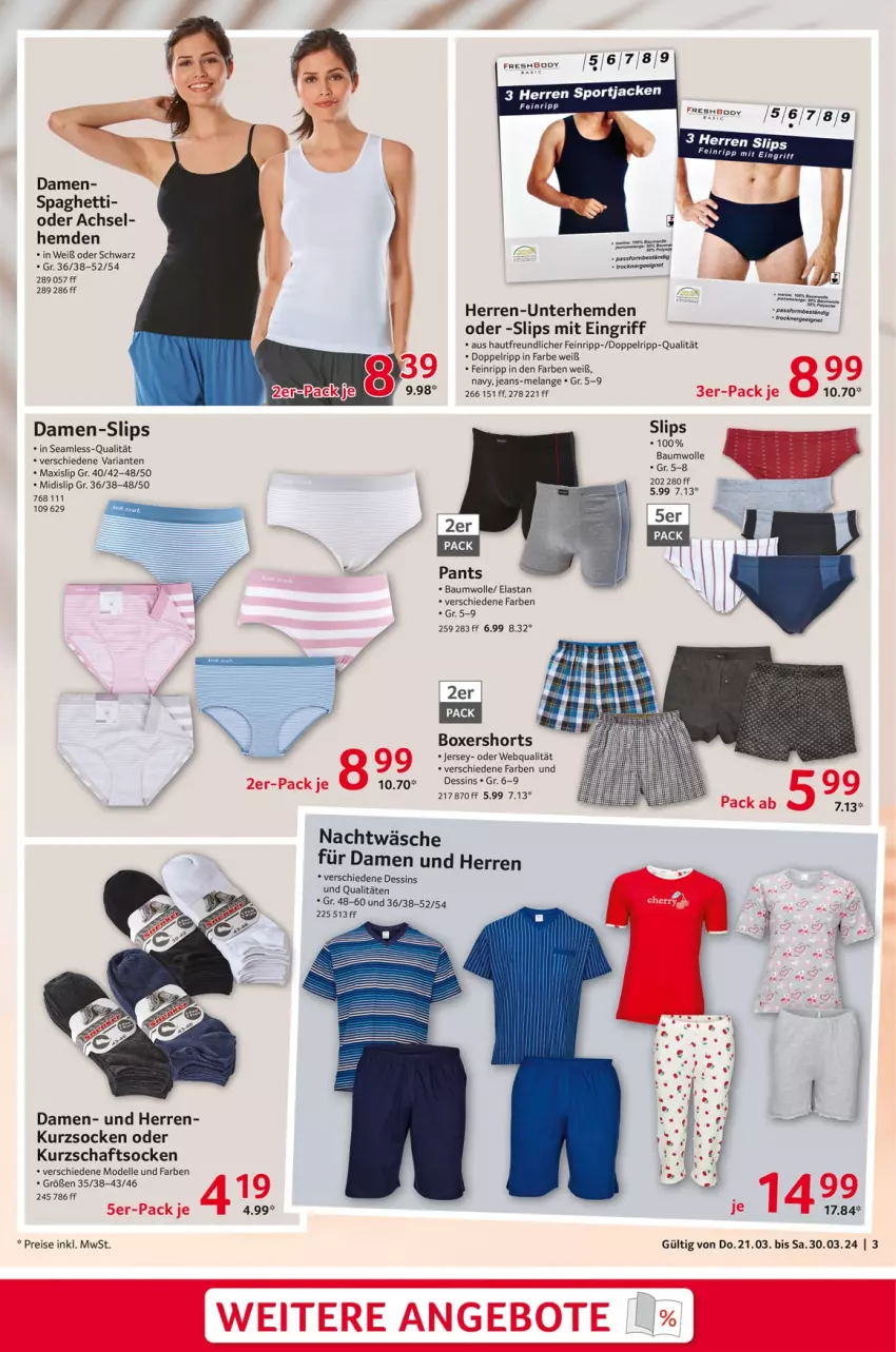 Aktueller Prospekt Selgros - Non Food - von 21.03 bis 30.03.2024 - strona 3 - produkty: angebot, angebote, Bau, baumwolle, body, Damen-Slip, damen-slips, dell, eis, Elan, elle, hemd, hemden, Jacke, jeans, Kurzschaftsocken, Mode, reis, Ria, shorts, slip, slips, socken, Sport, Ti, Unterhemd, unterhemden, wolle