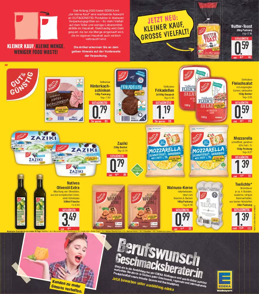 Aktueller Prospekt E Center - Angebote der Woche - von 20.03 bis 25.03.2023 - strona 18 - produkty: auer, Becher, bree, butter, deit, deka, dell, deo, eis, Elan, elle, flasche, fleisch, fleischsalat, frikadellen, gurke, gurken, hinterkochschinken, kochschinken, lebensmittel, leine, mozzarella, natives olivenöl, natur, nuss, olive, oliven, olivenöl, olivenöl extra, Rauch, reis, rel, sac, salat, schinken, snack, tee, Teelicht, teelichte, teller, Ti, toast, uhr, usb, walnuss, zaziki, ZTE