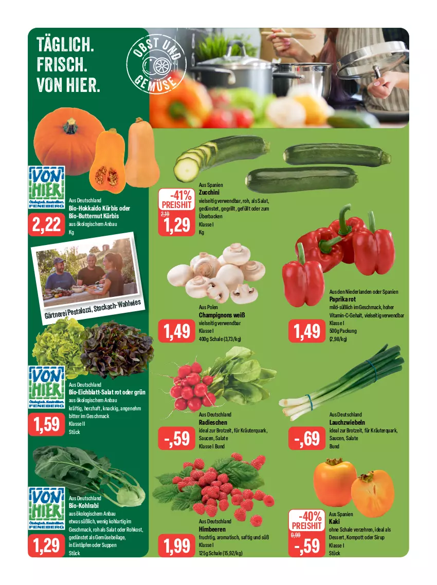 Aktueller Prospekt Feneberg - Prospekte - von 05.10 bis 07.10.2023 - strona 6 - produkty: Bau, beere, beeren, bio, Bio-Butter, brot, butter, champignon, champignons, dessert, eintöpfe, eis, frucht, grill, himbeer, himbeere, himbeeren, ilag, Kaki, kohlrabi, kräuter, Kürbis, Lauchzwiebel, lauchzwiebeln, mac, paprika, paprika rot, quark, radieschen, reis, rwe, saft, salat, salate, sauce, saucen, Schal, Schale, sirup, suppe, suppen, Ti, tisch, vita, zucchini, zwiebel, zwiebeln