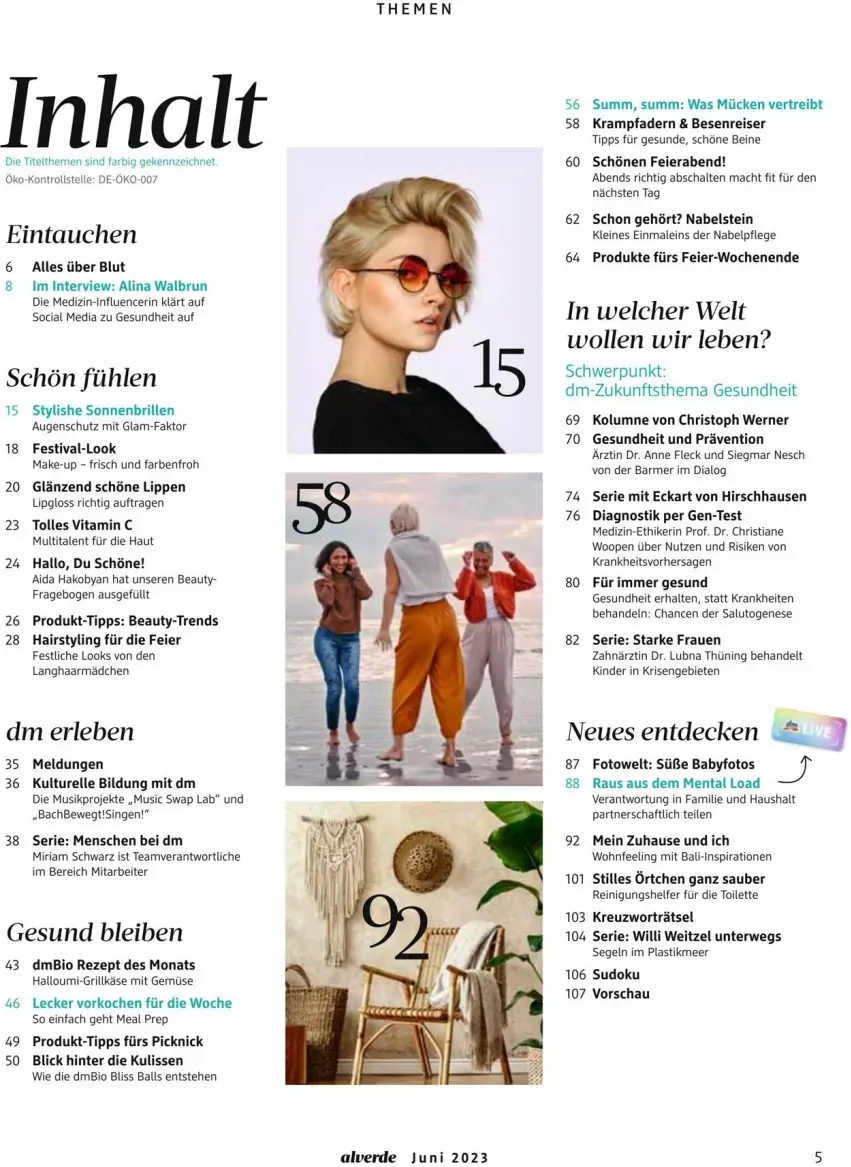 Aktueller Prospekt Dm Drogerie - Prospekte - von 01.06 bis 30.06.2023 - strona 5 - produkty: Alverde, asti, ball, bio, Brille, decke, eier, eis, elle, erde, Gesundheit, grill, Grillkäse, Halloumi, Käse, Kinder, leine, Lipgloss, mac, Make-up, mit gemüse, Reinigung, reis, rel, rezept, Ria, rwe, Schal, sonnenbrille, Ti, vita, Vitamin C, wolle