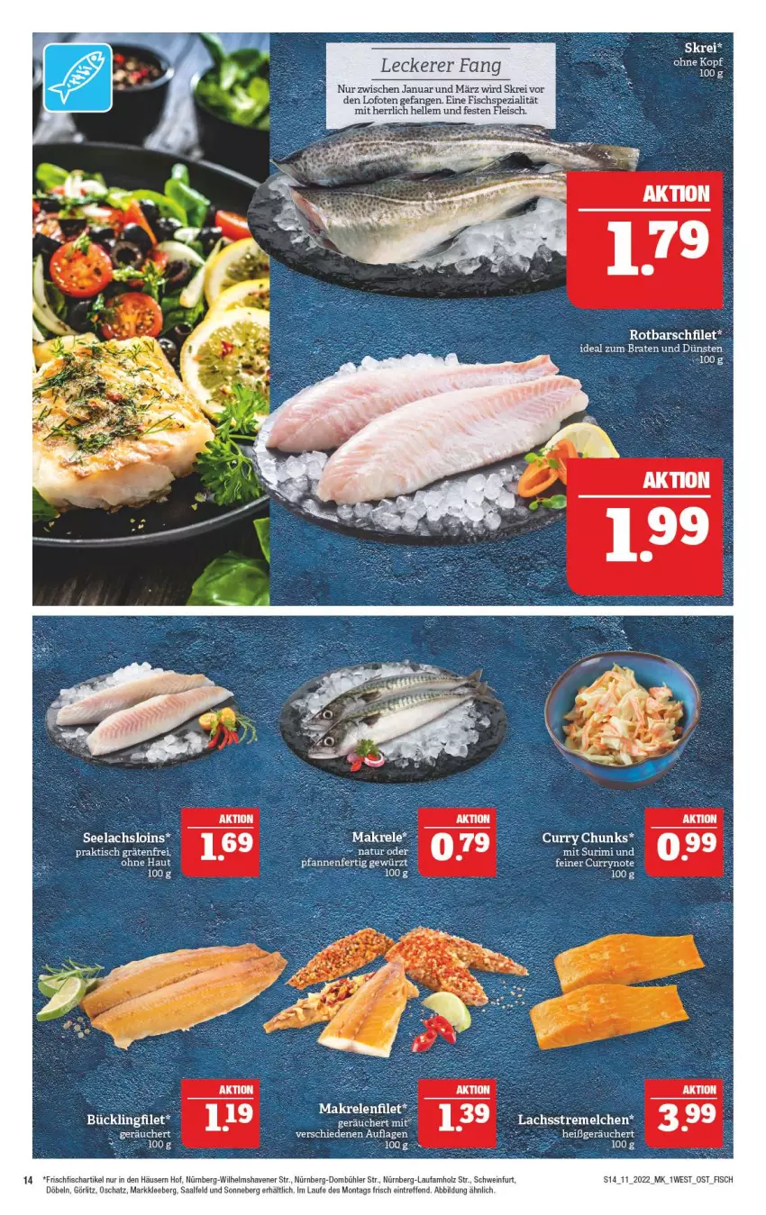 Aktueller Prospekt Marktkauf - Prospekt - von 13.03 bis 19.03.2022 - strona 14 - produkty: asus, braten, curry, eis, elle, filet, fisch, fleisch, frischfisch, Holz, ideal zum braten, lachs, Rotbarsch, rotbarschfilet, schwein, Spezi, Ti, wein