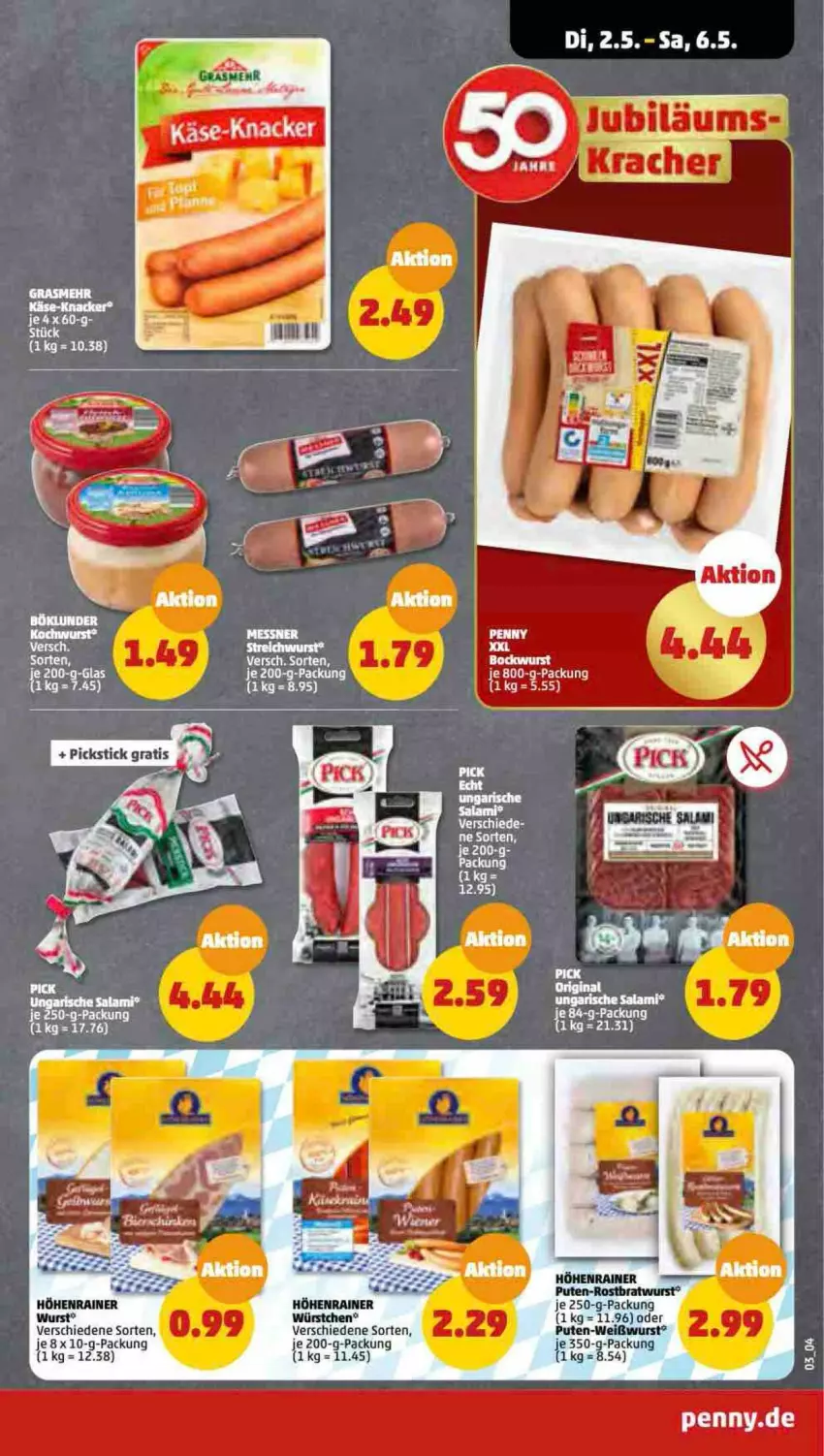 Aktueller Prospekt Penny - Prospekte - von 01.05 bis 06.05.2023 - strona 3 - produkty: bockwurst, bratwurst, je 250-g-packung, pute, rostbratwurst, Weißwurst, wurst, würstchen