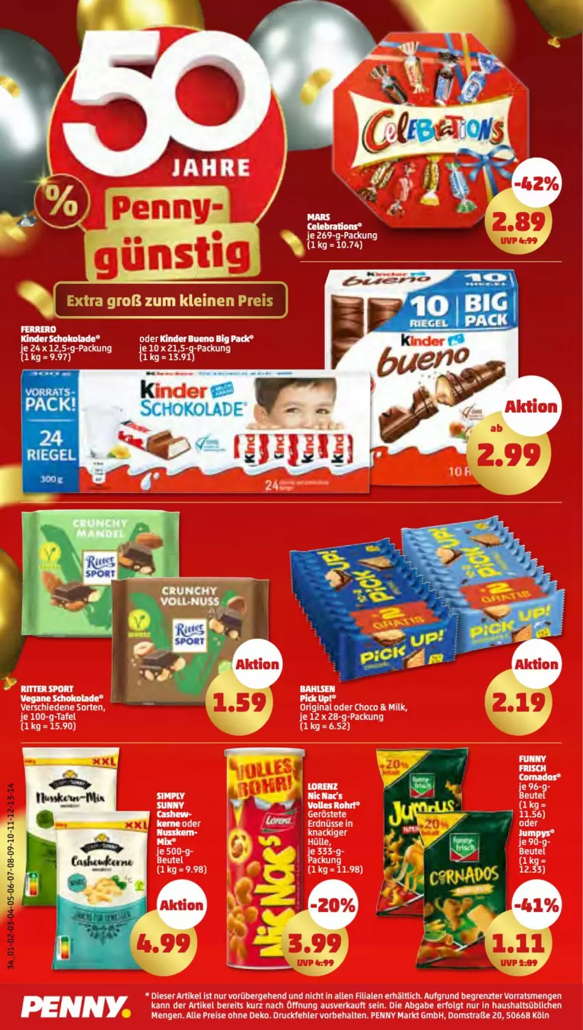 Aktueller Prospekt Penny - Prospekte - von 01.05 bis 06.05.2023 - strona 34 - produkty: bahlsen, beutel, Cashew, eis, ferrero, gin, Kinder, kinder bueno, kinder schokolade, leine, LG, reis, schoko, schokolade, tee, Ti, ZTE