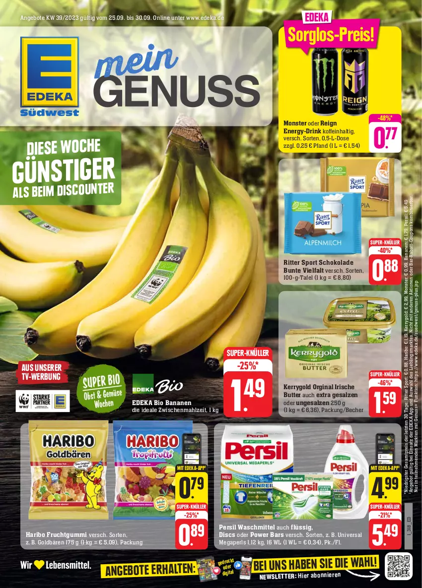 Aktueller Prospekt E Center - Angebote der Woche - von 25.09 bis 30.09.2023 - strona 5 - produkty: angebot, angebote, banane, bananen, Becher, bio, butter, coupon, coupons, deka, drink, edeka bio, eis, frucht, fruchtgummi, gin, goldbären, haribo, irische butter, kerrygold, megaperls, monster, nuss, persil, persil waschmittel, rabatt-coupon, reis, ritter, ritter sport, salz, schoko, schokolade, Sport, super-knüller, Ti, universal megaperls, waschmittel, ZTE