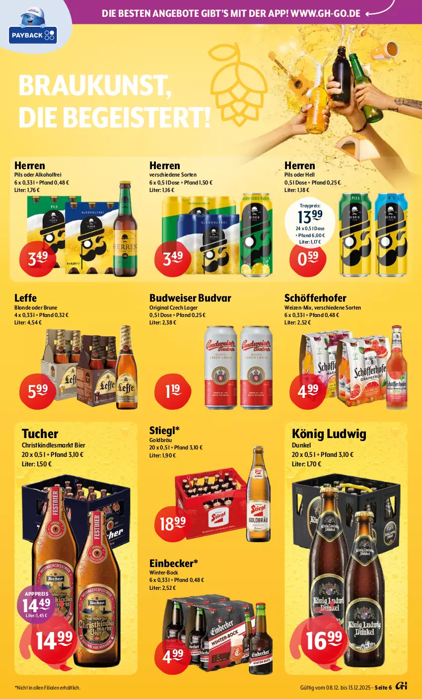 Aktueller Prospekt Getraenke Hoffmann - Prospekte - von 08.12 bis 13.12.2025 - strona 6 - produkty: alkohol, angebot, angebote, bier, budweiser, eis, gin, Kindle, pils, reis, schöfferhofer, Stiegl, Ti, tuc, Tucher