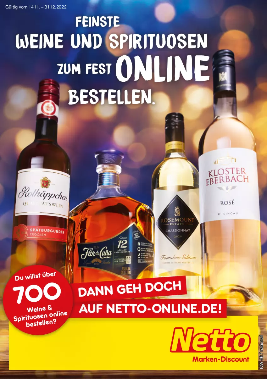 Aktueller Prospekt Netto Marken-Discount - Online-SonderangeboteWein & Spirituosen - von 14.11 bis 31.12.2022 - strona 1 - produkty: elle, spirituosen, Ti, wein, weine