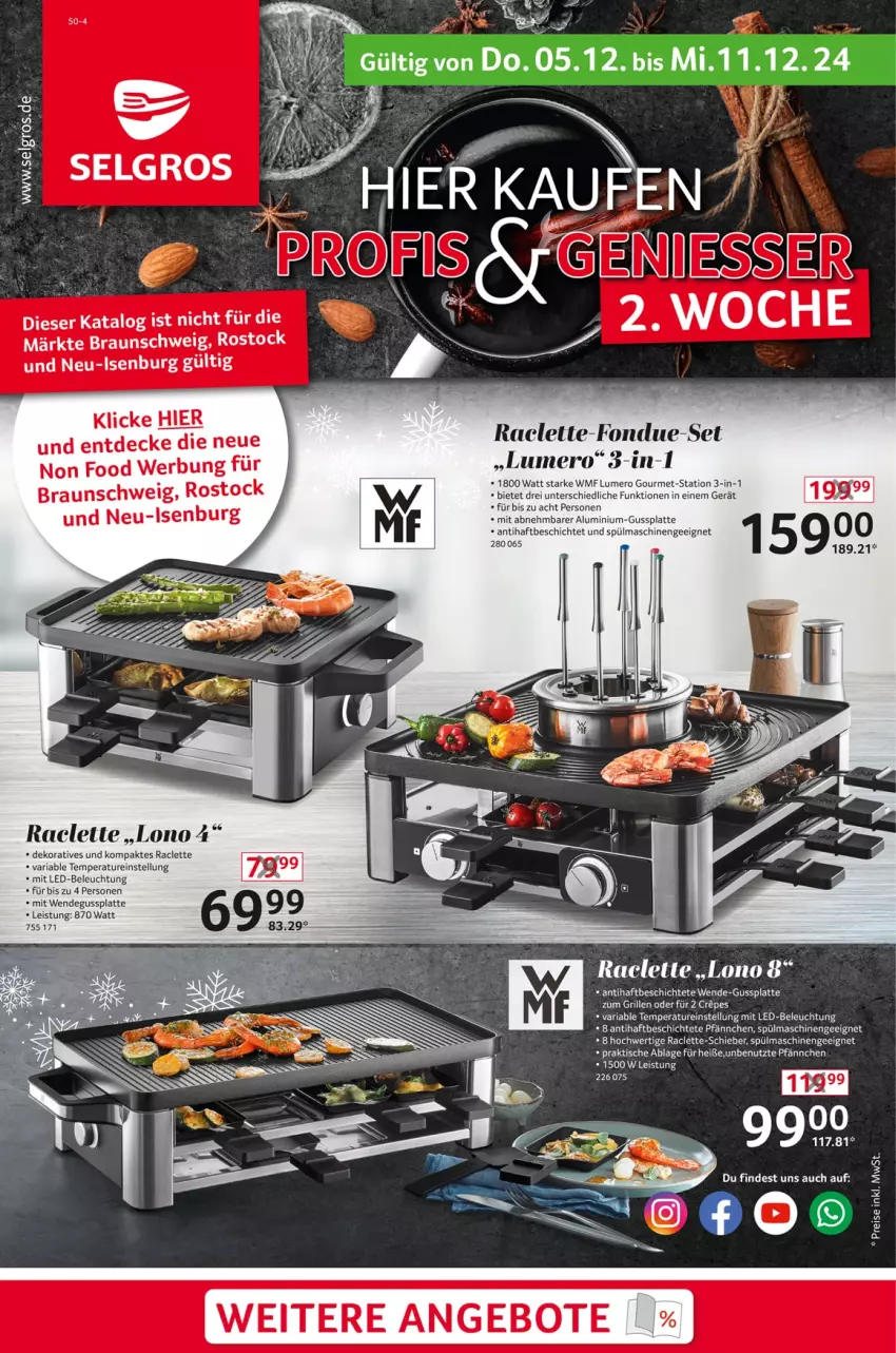 Aktueller Prospekt Selgros - Non Food - von 05.12 bis 11.12.2024 - strona 1 - produkty: angebot, angebote, beleuchtung, braun, eis, Fondue, grill, latte, led-beleuchtung, LG, mit led-beleuchtung, reis, Ria, spülmaschinen, Ti, tisch, WMF, ZTE