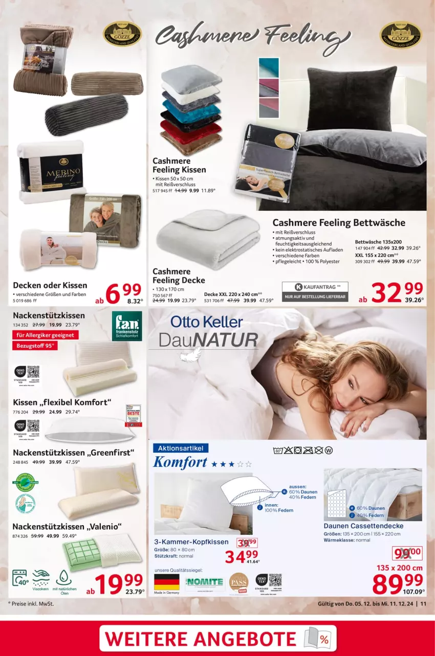 Aktueller Prospekt Selgros - Non Food - von 05.12 bis 11.12.2024 - strona 11 - produkty: angebot, angebote, bett, bettwäsche, cashmere, decke, eis, Elektro, elle, Germ, kissen, kopfkissen, kraft, Mode, nackenstützkissen, natur, Rana, reis, Ti, tisch