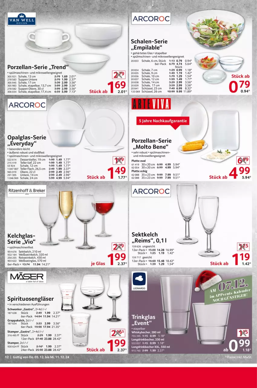 Aktueller Prospekt Selgros - Non Food - von 05.12 bis 11.12.2024 - strona 12 - produkty: Becher, dessert, Dessertteller, drink, elle, ente, Gläser, grappa, latte, leonardo, LG, mikrowelle, molto, rotwein, Schal, Schale, schüssel, sekt, spirituosen, spülmaschinen, suppe, suppen, tee, teller, Ti, trinkglas, wein, Weißwein, Weißweinglas, whisky, Whiskybecher