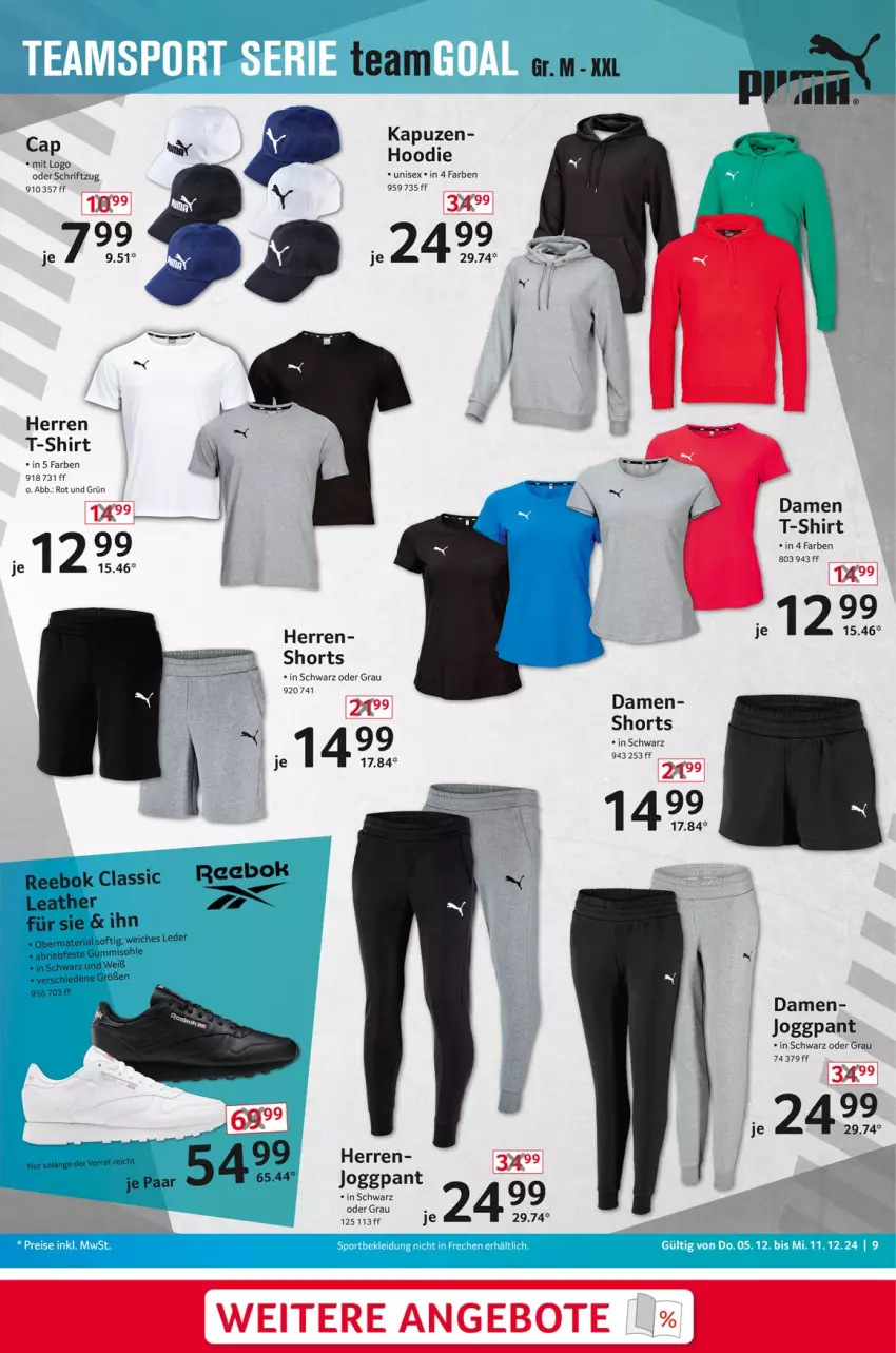 Aktueller Prospekt Selgros - Non Food - von 05.12 bis 11.12.2024 - strona 9 - produkty: angebot, angebote, brie, Cap, Reebok, Ria, Schriftzug, shirt, shorts, T-Shirt, Ti