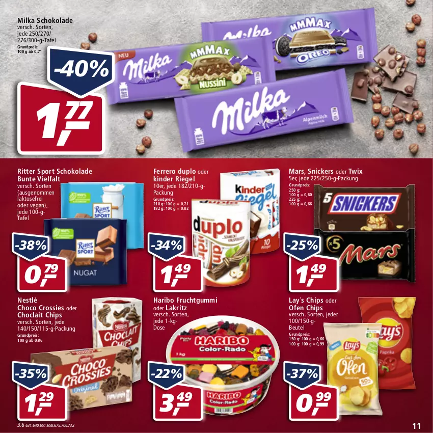 Aktueller Prospekt Real - von 30.05 bis 04.06.2022 - strona 11 - produkty: beutel, chips, choclait chips, choco crossies, crossies, duplo, eis, ferrero, frucht, fruchtgummi, haribo, Kinder, kinder riegel, Lakritz, mars, milka, milka schokolade, nestlé, oder lakritz, oder twix, Ofen, reis, riegel, ritter, ritter sport, schoko, schokolade, snickers, Sport, twix