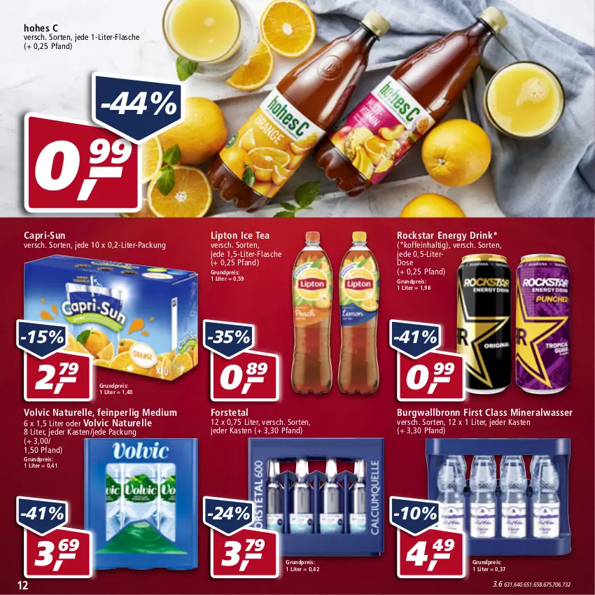 Aktueller Prospekt Real - von 30.05 bis 04.06.2022 - strona 12 - produkty: Alwa, burgwallbronn, Cap, capri-sun, drink, eis, elle, energy drink, flasche, Forstetal, Hohes C, ice tea, lipton, lipton ice tea, mineralwasser, natur, reis, rel, Rockstar, Ti, volvic, wasser