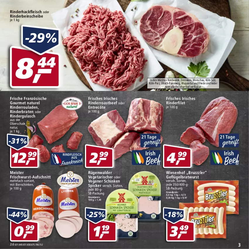 Aktueller Prospekt Real - von 30.05 bis 04.06.2022 - strona 3 - produkty: aufschnitt, beef, bier, bierschinken, braten, bratwurst, bruzzzler, eis, entrecôte, filet, fleisch, frischwurst-aufschnitt, Geflügel, gulasch, hackfleisch, Meister, natur, oder rindergulasch, reis, rel, rind, rinder, rinderbraten, rinderfilet, rindergulasch, rinderhackfleisch, Rinderroulade, rinderrouladen, roastbeef, rouladen, rügenwalder, Schal, Schale, schinken, schinken spicker, Ti, Vegeta, wiesenhof, wurst