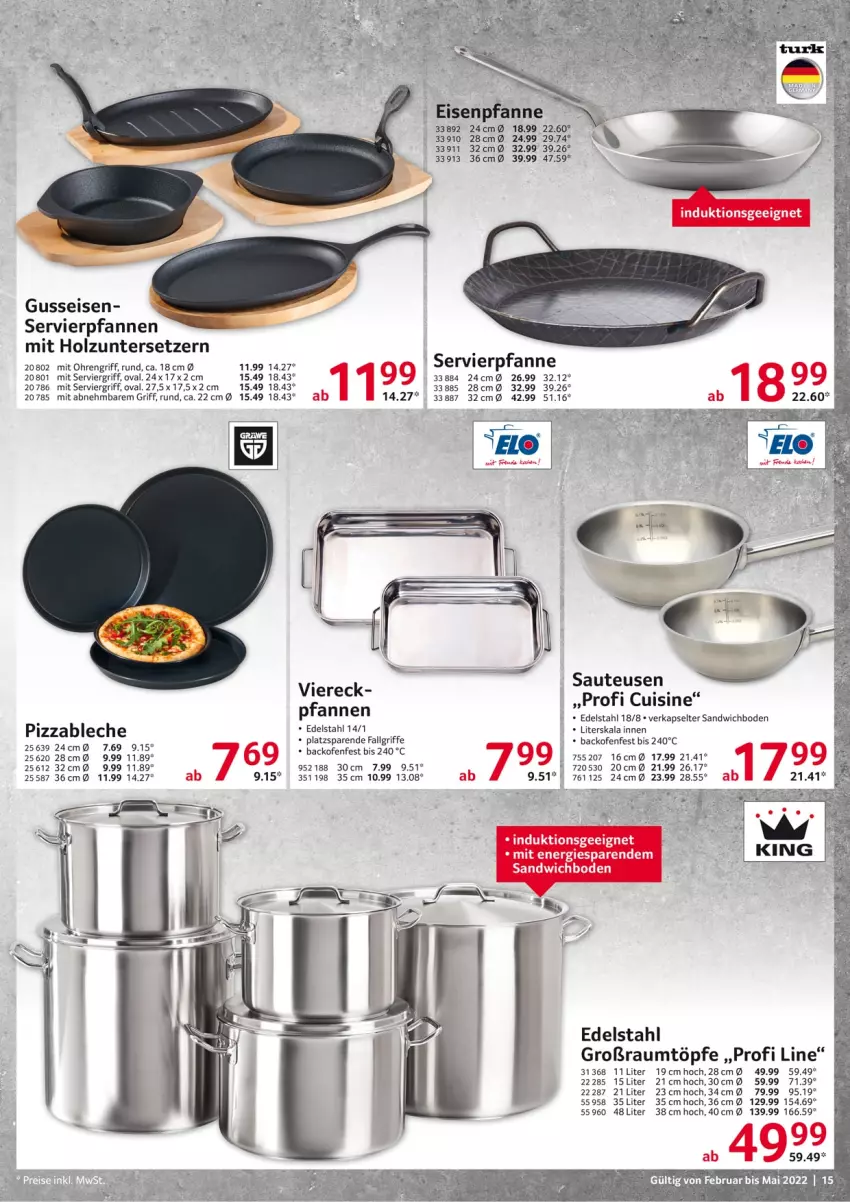 Aktueller Prospekt Selgros - Gastronomie - von 01.02 bis 31.05.2022 - strona 15 - produkty: backofen, edelstahl, eier, eis, Holz, LG, Ofen, pfanne, pfannen, pizza, sandwich, Untersetzer