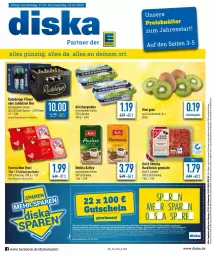 Gazetka promocyjna Diska - Prospekte - Gazetka - ważna od 22.01 do 22.01.2022 - strona 1 - produkty: aktionspreis, angebot, angebote, arla, Becher, Berger, bier, buch, deka, eis, ferrero, fleisch, gewinnspiel, gutschein, gutscheine, hackfleisch, hackfleisch gemischt, Intel, kaffee, kiwi, melitta, pils, pilsner, pralinen, radeberger, radeberger pilsner, reis, rind, schwein, Ti, wein