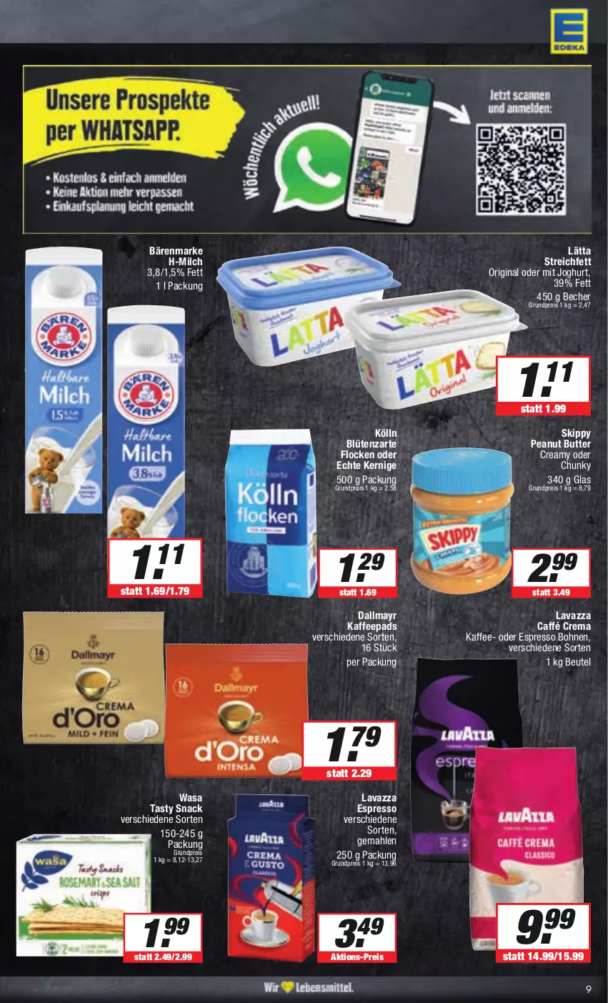 Aktueller Prospekt E Center - Angebote der Woche - von 25.09 bis 30.09.2023 - strona 9 - produkty: bärenmarke, Becher, beutel, Blüte, bohne, bohnen, butter, dallmayr, eis, espresso, gin, joghur, joghurt, kaffee, kaffeepads, kölln, lätta, lavazza, milch, oder espresso, peanut butter, reis, snack, Ti, wasa