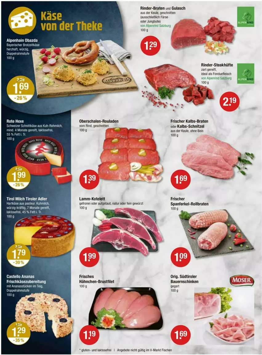 Aktueller Prospekt Vmarkt - Prospekte - von 28.03 bis 03.04.2024 - strona 2 - produkty: Alpenhain, ananas, Ananasstücke, angebot, angebote, auer, Bau, Bauer, Bauernschinken, braten, brustfilet, doppelrahmstufe, eis, filet, fisch, fische, fleisch, Fondue, frischkäse, frischkäsezubereitung, gewürz, gulasch, hähnchen-brustfilet, hartkäse, Käse, kotelett, lamm, milch, natur, obazda, rind, rinder, rollbraten, rouladen, salz, Schal, Schale, schinken, schnitten, schnittkäse, schnitzel, schweizer schnittkäse, steak, steakhüfte, südtiroler, Ti