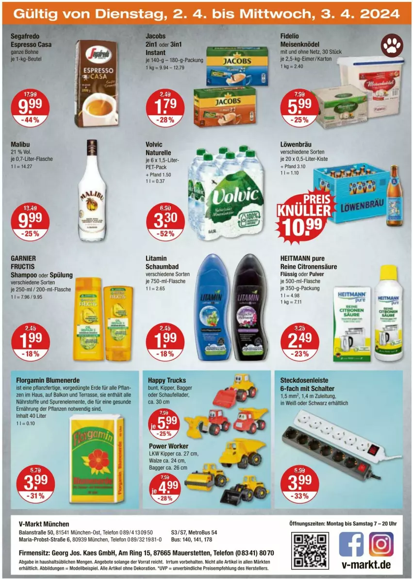 Aktueller Prospekt Vmarkt - Prospekte - von 28.03 bis 03.04.2024 - strona 28 - produkty: alle artikel ohne dekoration, angebot, angebote, auer, Bad, blume, blumen, blumenerde, dekoration, dell, eimer, eis, elle, ente, erde, flasche, fructis, garnier, heitmann, kaes, Knödel, Malibu, Meisenknödel, Metro, Mode, natur, obst, pflanze, pflanzen, reis, rel, Ria, ring, Schal, schaumbad, shampoo, shampoo oder spülung, spülung, telefon, teller, Ti, volvic