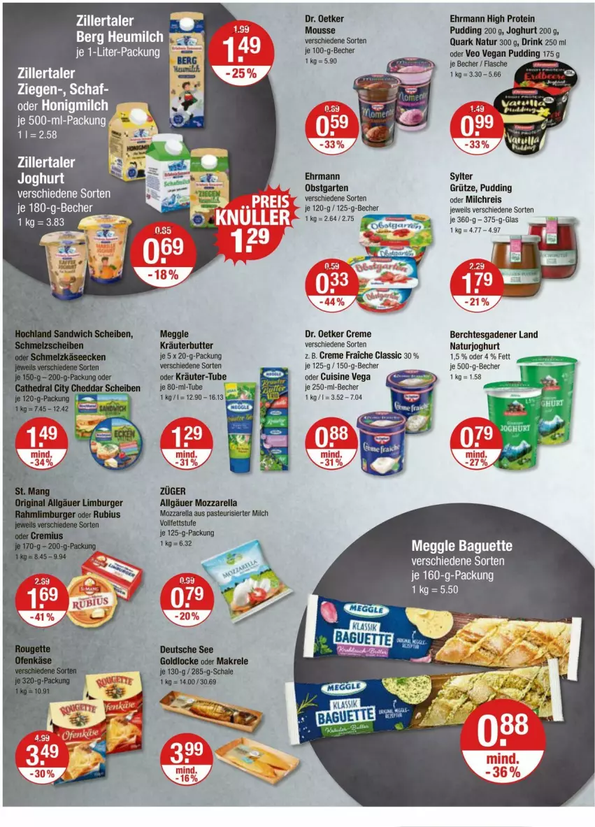 Aktueller Prospekt Vmarkt - Prospekte - von 28.03 bis 03.04.2024 - strona 6 - produkty: Becher, butter, creme, Dr. Oetker, drink, ehrmann, eis, flasche, Garten, grütze, honig, Honigmilch, joghur, joghurt, kräuter, kräuterbutter, LG, meggle, milch, milchreis, mousse, mozzarella, natur, naturjoghurt, obst, obstgarten, oder kräuter, pudding, quark, reis, rel, Sylter