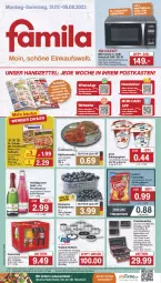 Gazetka promocyjna Famila - Prospekte - Gazetka - ważna od 05.08 do 05.08.2023 - strona 1 - produkty: angebot, angebote, aust, Becher, beere, beeren, beutel, buntstifte, chips, coca-cola, cola, crunchips, culinaria, decke, Deckel, die ofenfrische, Dr. Oetker, ecco, edelstahl, eis, elle, flasche, frucht, fruchtsecco, gewürz, Glasdeckel, grill, heidelbeere, heidelbeeren, herdarten, joghur, joghurt, koffer, Kreide, Laufen, lebensmittel, lorenz, lorenz crunchips, mikrowelle, Nackensteak, nackensteaks, Ofen, Pinsel, pizza, Radiergummi, reis, Ria, rotkäppchen, sahne, Sahnejoghurt, Schal, Schale, schwein, sekt, steak, steaks, stifte, teller, Ti, topf, Topfset, wasser, wein, zott, ZTE