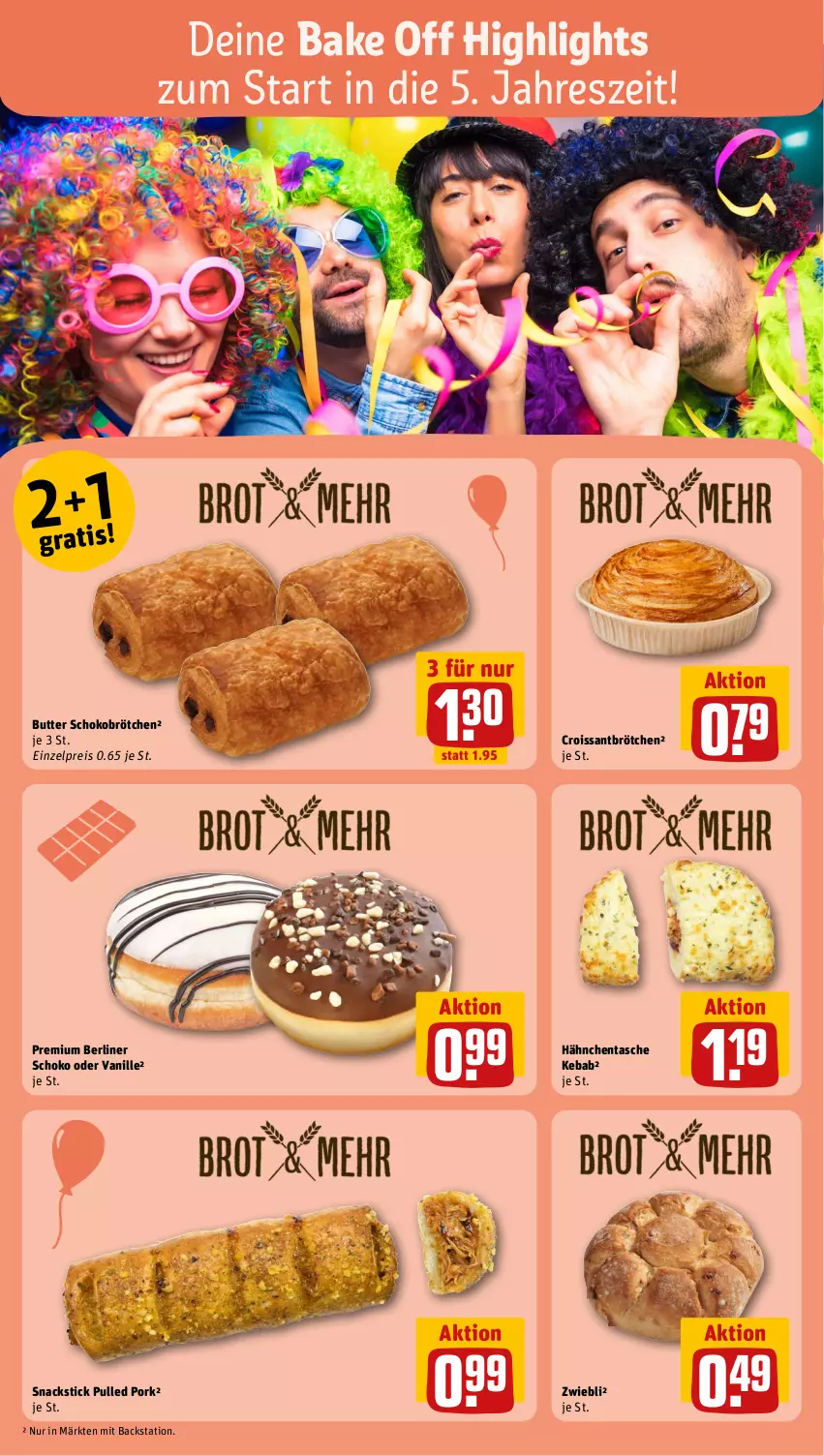 Aktueller Prospekt Rewe - Prospekte - von 04.11 bis 09.11.2024 - strona 10 - produkty: berliner, brötchen, butter, Croissant, eis, Pulled Pork, reis, schoko, Schokobrötchen, snack, snacks, Tasche, Ti, vanille