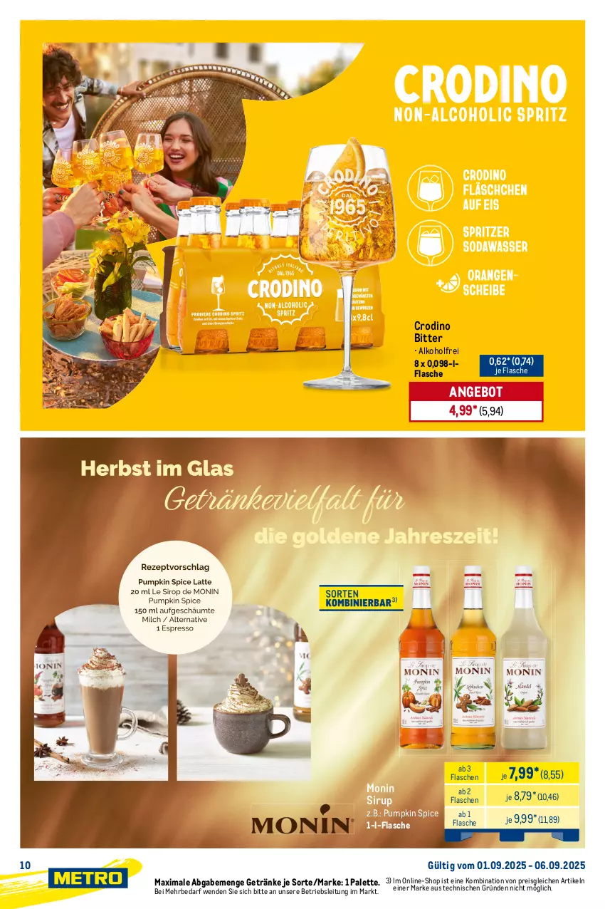 Aktueller Prospekt Metro - Starke Marken - von 01.09 bis 06.09.2025 - strona 10 - produkty: alkohol, angebot, eis, flasche, getränk, getränke, monin, Palette, reis, sirup, tequila, Ti, Vermouth