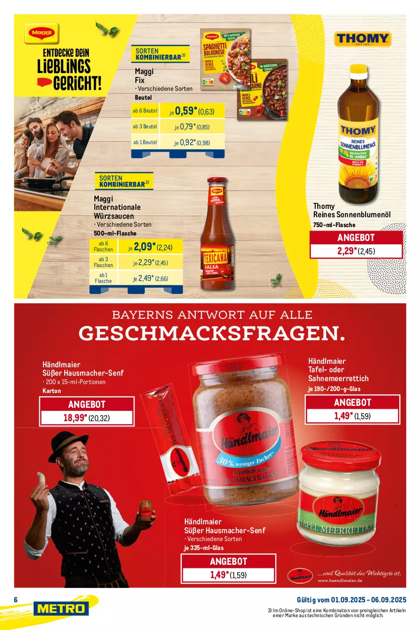 Aktueller Prospekt Metro - Starke Marken - von 01.09 bis 06.09.2025 - strona 6 - produkty: angebot, beutel, blume, blumen, blumenöl, bohne, eis, flasche, gin, händlmaier, Hausmacher, jacobs, jacobs tassimo, kaffee, kaffeepads, kakao, mac, maggi, maggi fix, meerrettich, Nescafé, nescafé gold, nesquik, reis, Rettich, sahne, sauce, saucen, senf, senseo, sim, sonnenblume, sonnenblumen, sonnenblumenöl, tassimo, thomy, Ti, würzsauce, würzsaucen