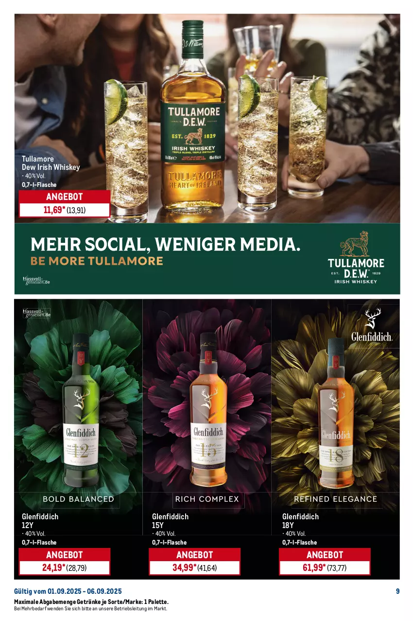 Aktueller Prospekt Metro - Starke Marken - von 01.09 bis 06.09.2025 - strona 9 - produkty: angebot, aperitif, apfel, Bad, beere, beeren, brut, dessert, desserts, flasche, frucht, früchte, früchten, geldermann, getränk, getränke, irish whiskey, kraft, Palette, perla, salat, salate, Ti, tullamore, tullamore dew, whiskey