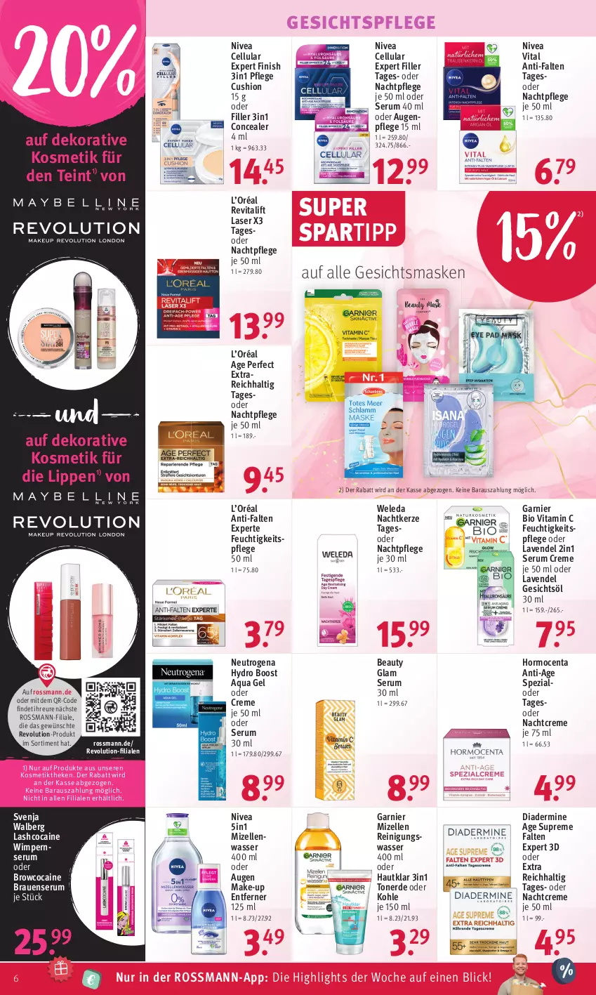 Aktueller Prospekt Rossmann - Prospekte - von 13.03 bis 17.03.2023 - strona 8 - produkty: anti-falten experte, aqua, Augenpflege, bio, creme, Diadermine, elle, erde, feuchtigkeitspflege, Finish, garnier, Gesichtsmaske, Gesichtsöl, gesichtspflege, gsw, kerze, kosmetik, lavendel, Make-up, Maske, mizellen, Mizellen Reinigungswasser, nachtcreme, nachtpflege, neutrogena, nivea, Reinigung, Revital, revitalift, rum, Serum, spartipp, Spezi, Ti, Toner, vita, Vitamin C, wasser, weleda