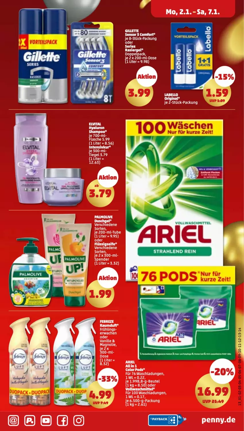 Aktueller Prospekt Penny - Prospekte - von 02.01 bis 07.01.2023 - strona 13 - produkty: ente, gillette, rasiergel