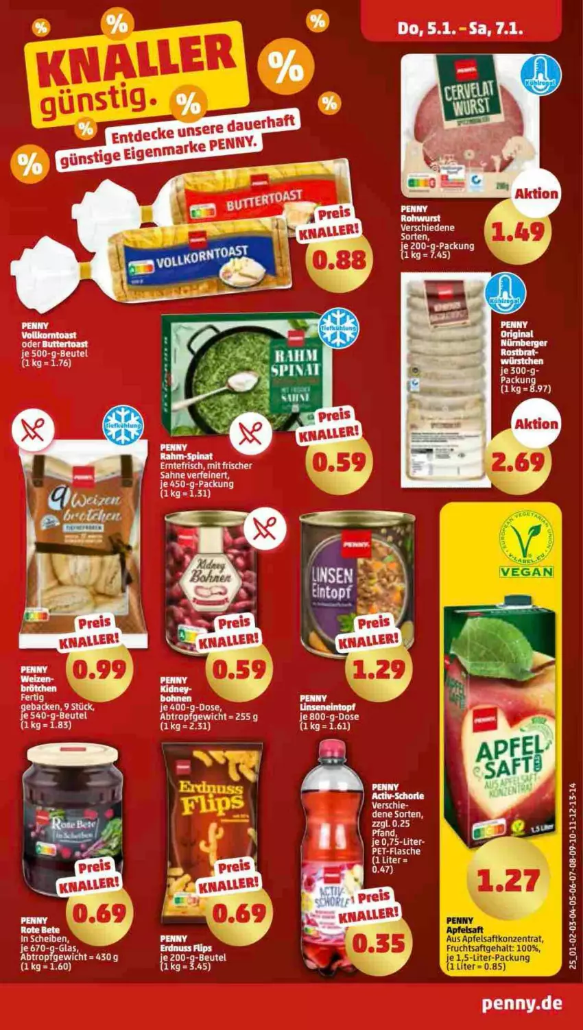 Aktueller Prospekt Penny - Prospekte - von 02.01 bis 07.01.2023 - strona 25 - produkty: apfel, beutel, butter, Buttertoast, flasche, frucht, geback, pet-flasche, toast