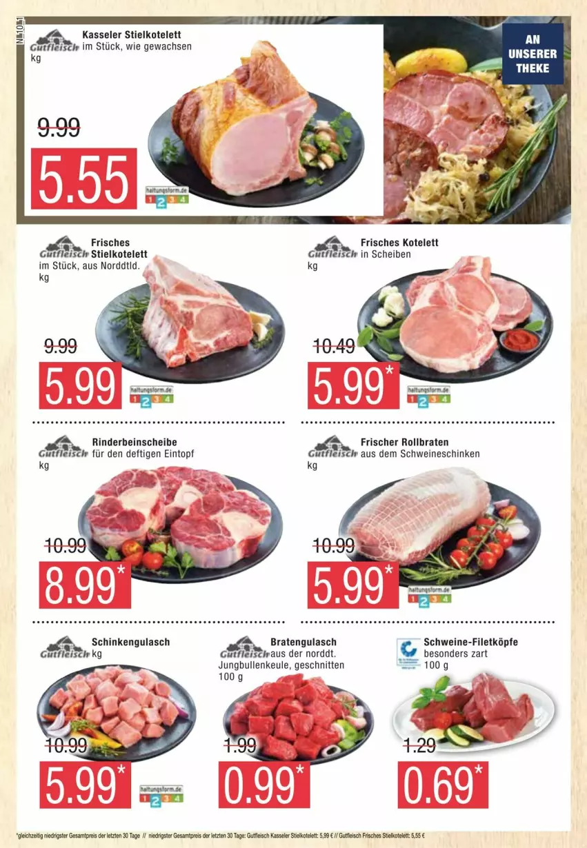 Aktueller Prospekt Edeka - Prospekte - von 13.01 bis 20.01.2024 - strona 10 - produkty: braten, eintopf, eis, filet, fleisch, gulasch, gutfleisch, jungbullen, kasseler, kotelett, reis, rind, rinder, rollbraten, schinken, schnitten, schwein, schweine, schweine-filet, Ti, topf, wein, weine, ZTE