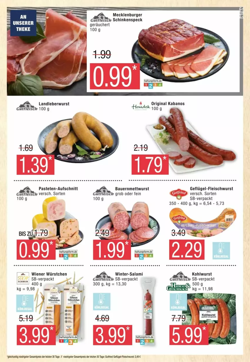 Aktueller Prospekt Edeka - Prospekte - von 13.01 bis 20.01.2024 - strona 11 - produkty: auer, aufschnitt, Bau, Bauer, burger, eis, fleisch, fleischwurst, Geflügel, Geflügel-Fleischwurst, gin, gutfleisch, kabanos, landleberwurst, leberwurst, Mett, mettwurst, pastete, reis, salami, schinken, schinkenspeck, Speck, wiener, wiener würstchen, wurst, würstchen, ZTE