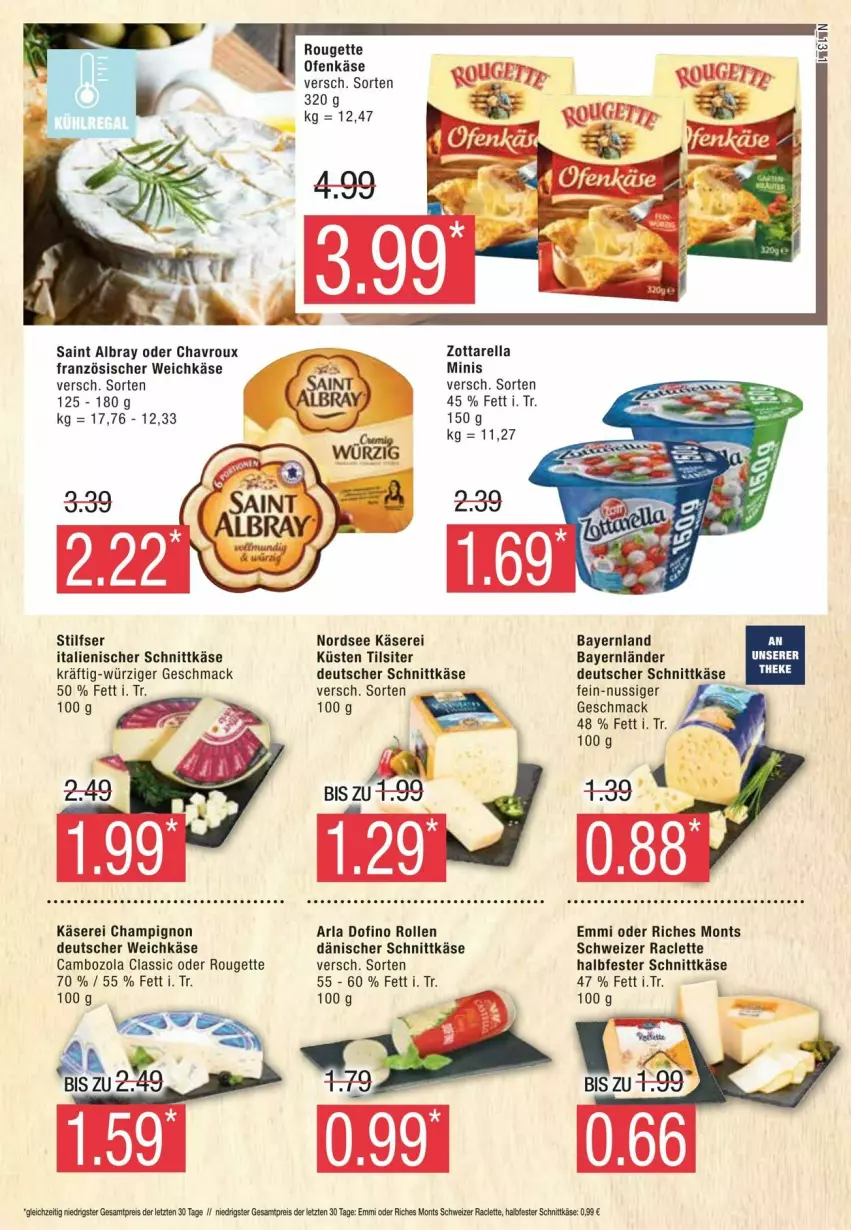 Aktueller Prospekt Edeka - Prospekte - von 13.01 bis 20.01.2024 - strona 13 - produkty: albray, arla, cambozola, champignon, chavroux, dänischer schnittkäse, deutscher schnittkäse, deutscher weichkäse, eis, emmi, französischer weichkäse, halbfester schnittkäse, Käse, LG, mac, Nordsee, nuss, Ofen, Ofenkäse, reis, rel, rouge, rougette, saint albray, schnittkäse, Ti, Tilsiter, weichkäse, zott, zottarella, zottarella minis, ZTE