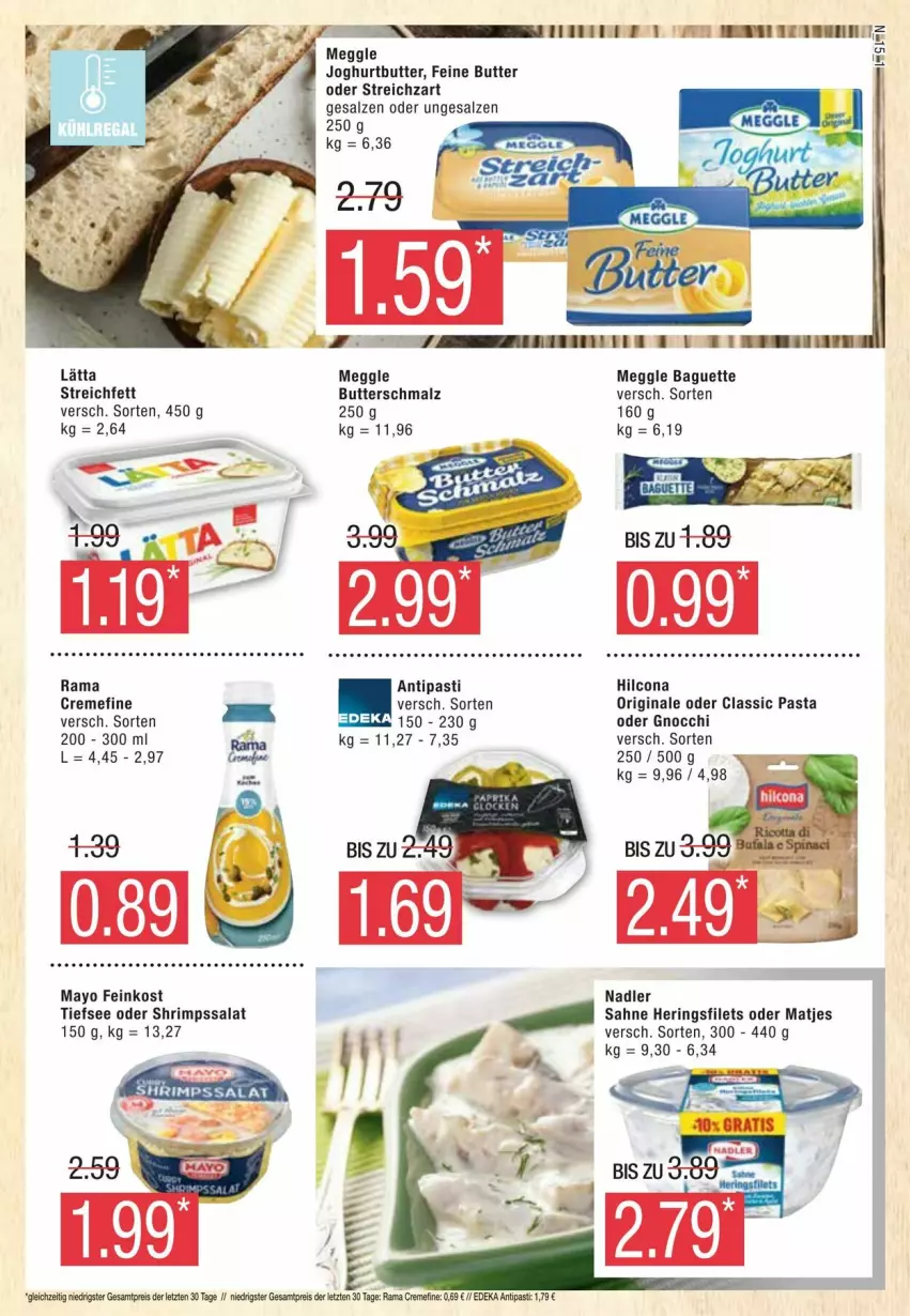 Aktueller Prospekt Edeka - Prospekte - von 13.01 bis 20.01.2024 - strona 15 - produkty: antipasti, asti, baguette, butter, Butterschmalz, creme, deka, eis, feinkost, filet, filets, gin, gnocchi, hering, Herings, heringsfilets, hilcona, joghur, joghurt, lätta, malz, matjes, meggle, nadler, pasta, rama, reis, ring, sahne, salat, salz, Schmalz, Streichzart, Ti, Yo, ZTE