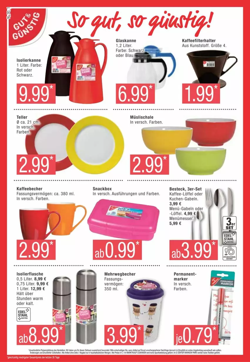 Aktueller Prospekt Edeka - Prospekte - von 13.01 bis 20.01.2024 - strona 30 - produkty: ariel, Becher, besteck, elle, ente, flasche, gabel, isolierflasche, isolierkanne, kaffee, kaffeebecher, kuchen, Löffel, messer, müsli, Müslischale, rwe, Schal, Schale, snack, teller