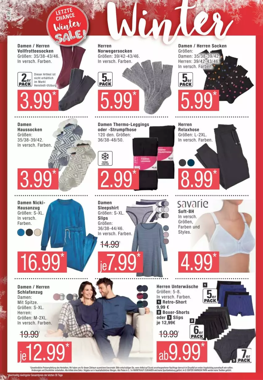 Aktueller Prospekt Edeka - Prospekte - von 13.01 bis 20.01.2024 - strona 38 - produkty: Anzug, Boxer-Shorts, eis, ente, erde, gin, Haussocken, hose, leggings, Norwegersocken, reis, rel, rum, rwe, Schlafanzug, shirt, shorts, sleepshirt, slip, slips, socken, Strumpfhose, tee, Ti